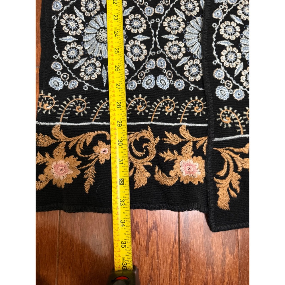 Johnny Was Black Embroidered Floral Hooded Long Cardigan Duster Sweater XS - Picture 5 of 7